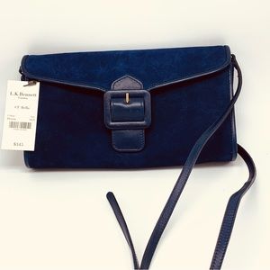 Suede Clutch L.K. Bennett Bella Navy Blue Shoulder Handbag